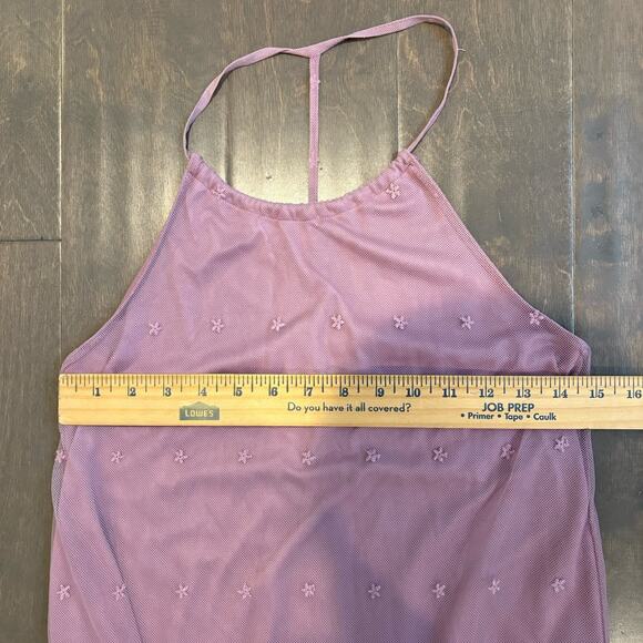Wet Seal Mesh Overlay Y2K Halter Tank S Pink Fairy Coquette Bloom Dainty Lace - Picture 9 of 11